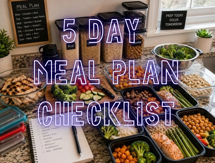3 meals for 5 days checklist