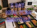 3 meals for 5 days checklist